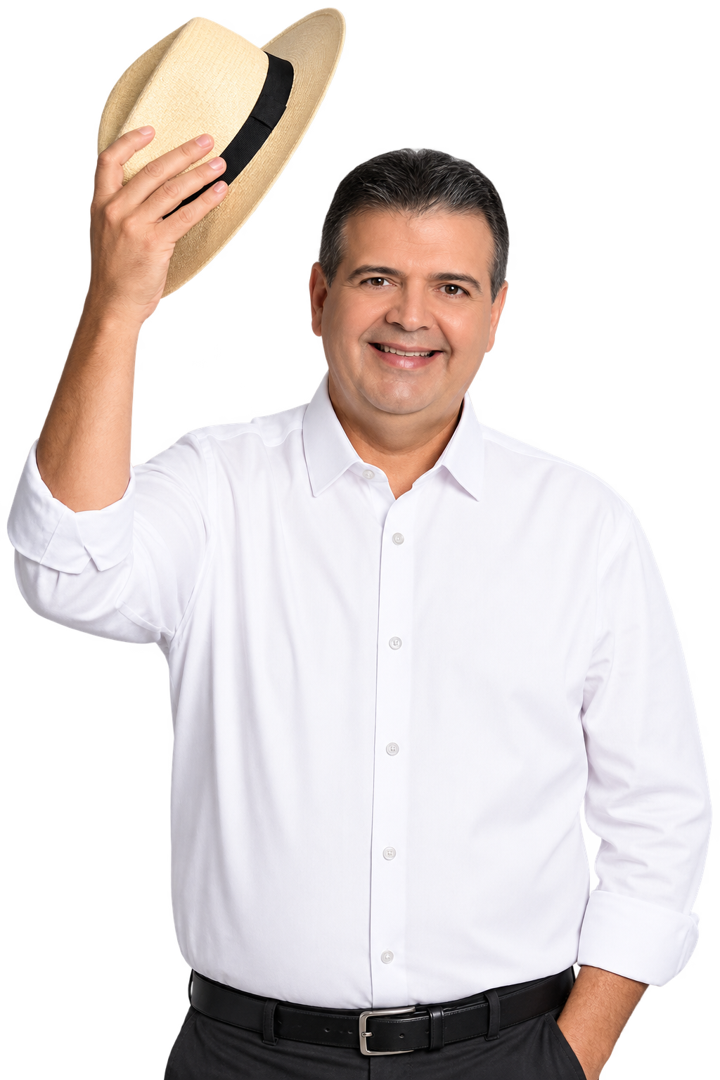 Felipe Mota levantando um chapéu
